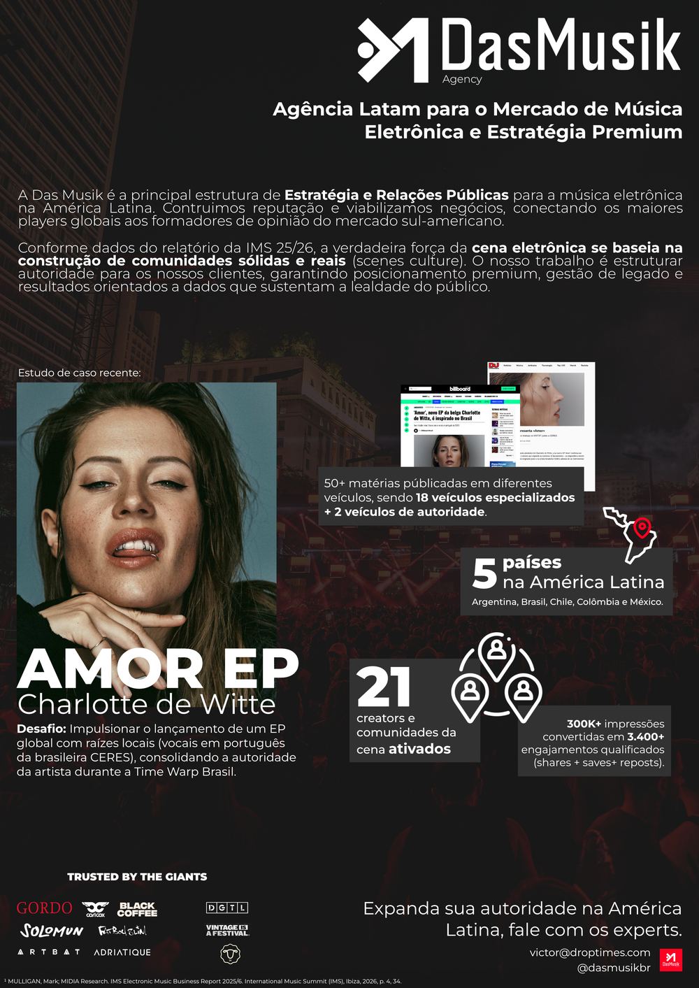 One page do case Das Musik Agency, Amor EP