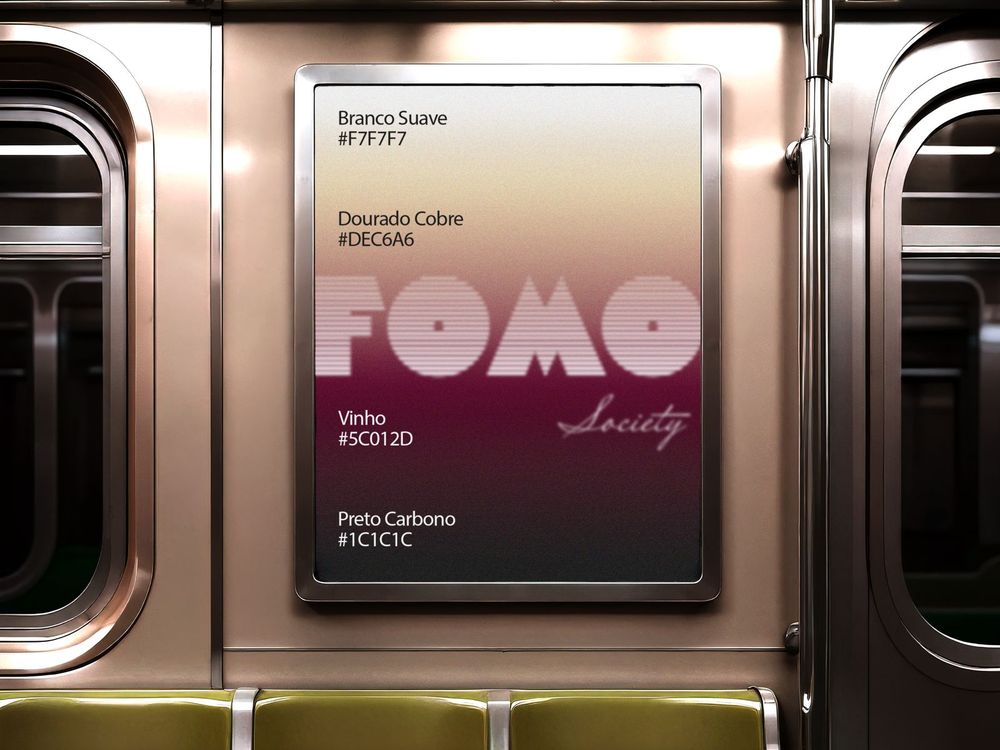 Cartaz de metrô da comunidade FOMO Society